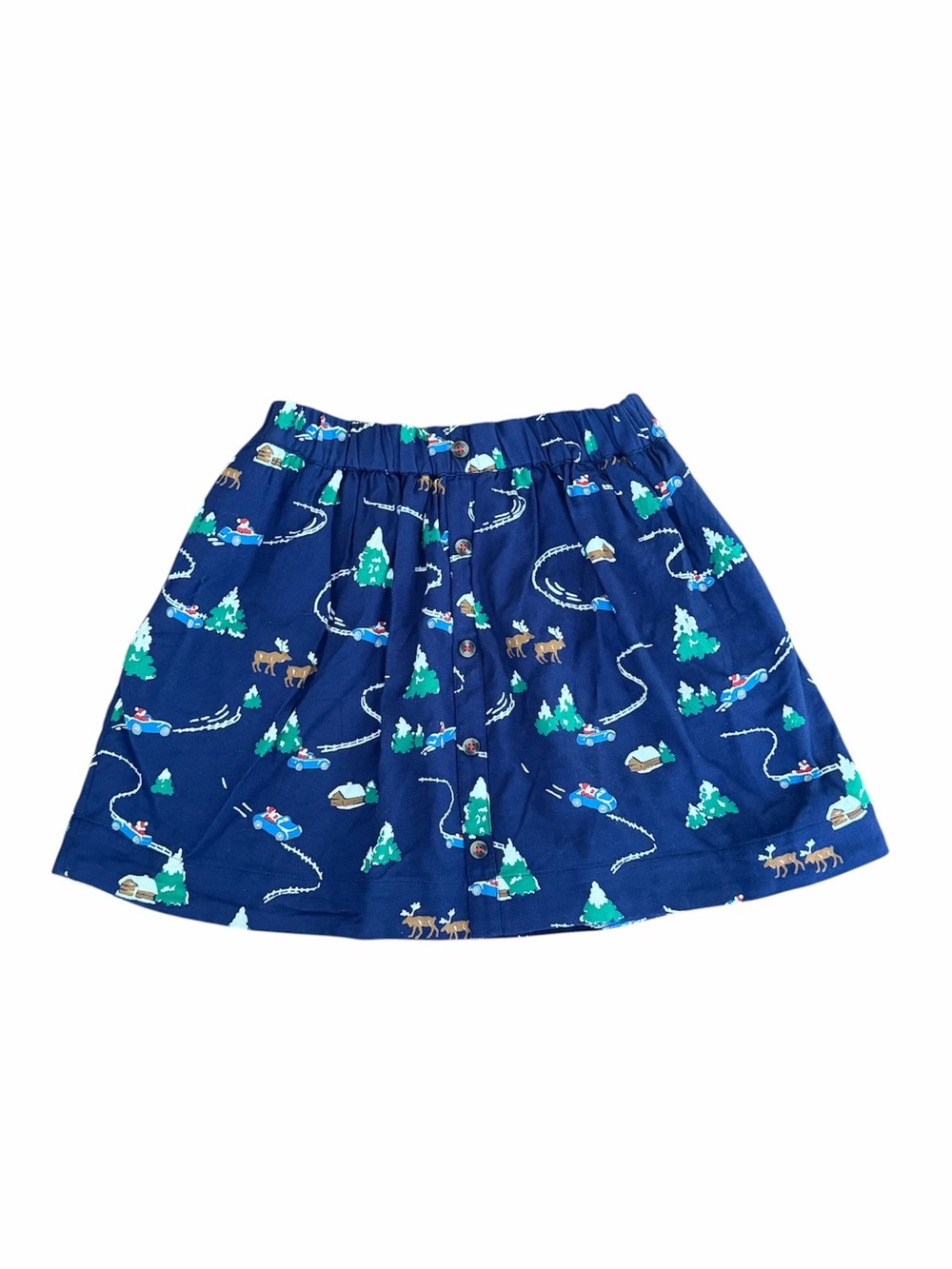Mini Boden (7|8y) Navy Winter Print Skirt
